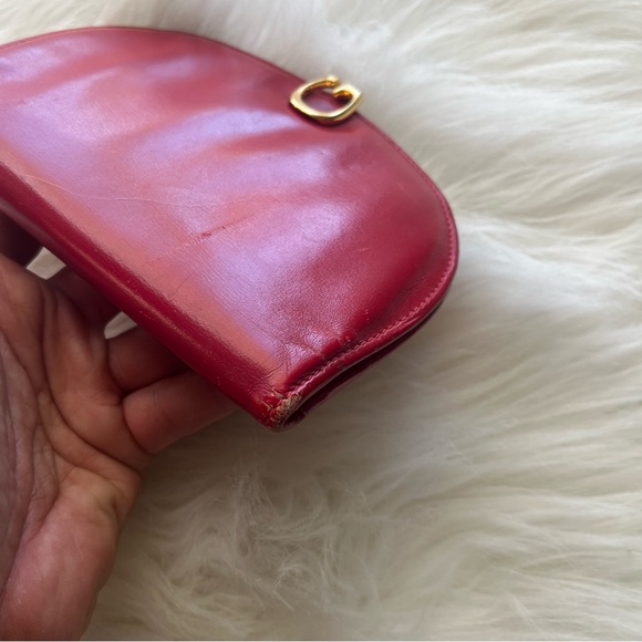 Vintage Gucci Red Leather Dome Lilypad Wallet Small Clutch Rare - Picture 3 of 16